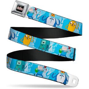 Cartoon Network Belt, Seatbelt Buckle Belt, Adventure Time Bmo Finn Ice King Jake Group Pose Blues, Adjustable