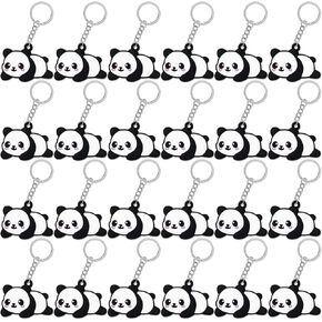 CiciBear 24 Pack Panda Keychains Party Decoration for Guests, Panda Themed Party,Jungle Safari Wild Woodland Baby Shower, School Party, Kids Birthday
