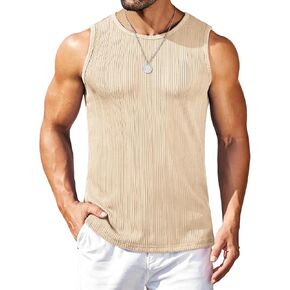 COOFANDY Mens Ribbed Knit Tank Tops Casual Sleeveless Muscle Shirts Basic Undershirts Tank