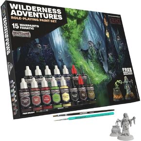 The Army Painter Wilderness Adventures DND Acrylic Paint Combo Set - 20 Warpaints, Acrylic Paints for Models & Miniatures, Acrylic Warpaints, Quickshade Washes, Metallic Paints & 2 Plastic Miniatures