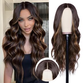 Nayoo Long Mixed Blonde Propy Wavy للنساء 26 بوصة الجزء الأوسط متموجة مجعد متموجة الألياف الطبيعية مقاومة للحرارة الاصطناعية للحفلات اليومية (شقراء مختلطة)