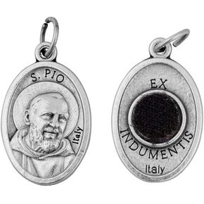 VILLAGE GIFT IMPORTERS 1" St. Pio Pendant | Beautiful Silver Charm | Simple and Detailed Pendant | Christian Jewelry
