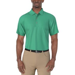 PGA TOUR Men's Airflux Solid Mesh Short Sleeve Golf Polo Shirt