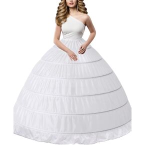 كامل السطر 6 طوق تنورة زلة كرينولين أسفل النقل البطيء للنساء كرات ثوب الزفاف tulle tulle فستان زفاف أبيض