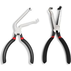 Electrical Disconnect Pliers, Automotive Electrical Connector Disconnect Pliers for Cars, Fuel Line Petrol Clip Pipe Pliers, Long Spark Plug Disassembly Pliers for Push Tab Style Plugs (Straight+60°)