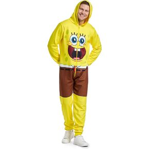 OPPOSUITS البالغ SpongeBob Onesie - بيجامات من قطعة واحدة - ملائمة - بما في ذلك الجيوب - الأصفر