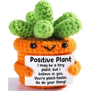 Mini Funny Positive Crochet Plant Gifts - Encouraging Gardening Gifts for Women Coworker Friend Teacher Sister Mom Plant Lover Christmas Birthday - Cute Handmade Crochet Succulents Sunflower