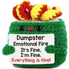 Dumpster Emotional Fire Support Positive Crochet Cute Valentines Gifts Women Men Coworker Birthday Gift Stress Relief Therapy Knitting Crochet Animals Ornament Christmas Stuff Funny Office Desk Decor