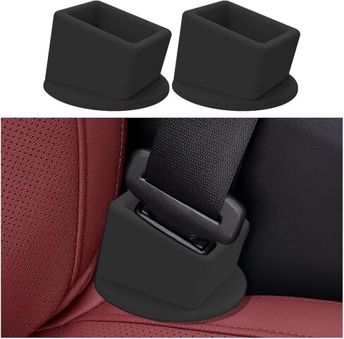 Car Seat Belt Buckle Holder, 2PCS Silicone Easy Access Vehicle Seatbelt Booster, Automotive Safetybelt Fixer Accessories to Make Buckling Upright Positioning, Universal for Most Cars (Black) in Kuwait