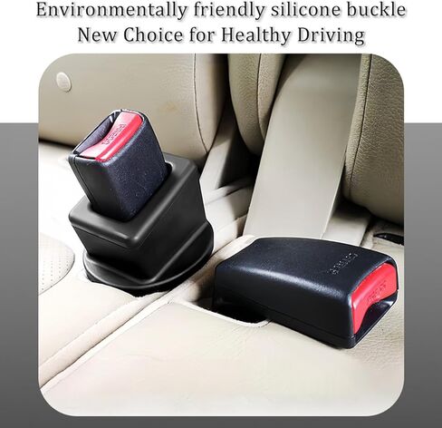 Car Seat Belt Buckle Holder, 2PCS Silicone Easy Access Vehicle Seatbelt Booster, Automotive Safetybelt Fixer Accessories to Make Buckling Upright Positioning, Universal for Most Cars (Black) in Kuwait