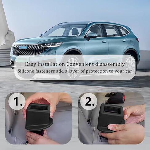 Car Seat Belt Buckle Holder, 2PCS Silicone Easy Access Vehicle Seatbelt Booster, Automotive Safetybelt Fixer Accessories to Make Buckling Upright Positioning, Universal for Most Cars (Black) in Kuwait