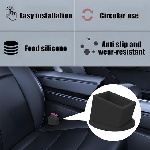 Car Seat Belt Buckle Holder, 2PCS Silicone Easy Access Vehicle Seatbelt Booster, Automotive Safetybelt Fixer Accessories to Make Buckling Upright Positioning, Universal for Most Cars (Black) in Kuwait