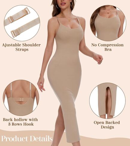 Shapewear Slip Dress for Women Under Dress Tummy Control Long Slip Dress with Back Slit in Saudi Arabia