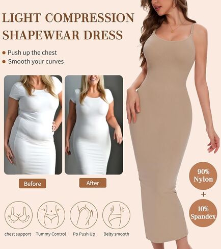 Shapewear Slip Dress for Women Under Dress Tummy Control Long Slip Dress with Back Slit in Saudi Arabia