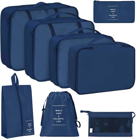 KPX 8 Set Packing Cubes for Travel, Luggage Packing Organizers Accessories Large Toiletries Bag for Clothes Shoes Cosmetics (Strawberry) in Saudi Arabia