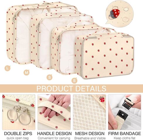 KPX 8 Set Packing Cubes for Travel, Luggage Packing Organizers Accessories Large Toiletries Bag for Clothes Shoes Cosmetics (Strawberry) in Kuwait