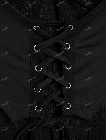 Rosegal Womens بالإضافة إلى حجم القوطية جرس جرس الأكمام من منديل الدانتيل tee in Kuwait