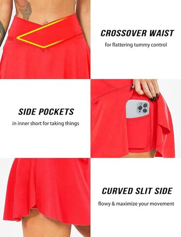 TZLDN Women's Tennis Skirt with Shorts Pockets High Waisted Crossover Pleated Workout Athletic Golf Skorts Skirts in Kuwait