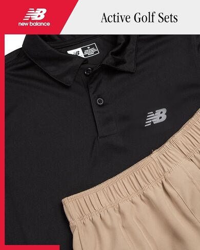 New Balance Boys' Athletic Shorts Set - 2 Piece Performance Short Sleeve Golf Polo Shirt and Active Shorts (Sizes: 8-12) in Saudi Arabia