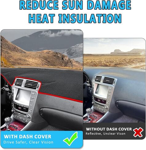 Car for Lexus IS250 IS350 Dash Cover 2013 2012 2011 2010 2009 2008 2007 2006 Dashboard Cover Mat Custom Fit Lexus IS250 IS350 2006-2013 Protector Mat, Black in Kuwait