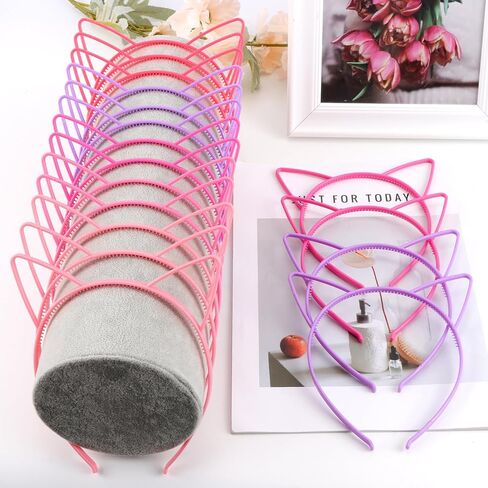 25Pcs Cat Ears Headbands for Women Plastic Kitty Hairbands Cat Ear Hair Hoops Halloween Decorations Hair Accessories for Women Favor for Party Costume Daily Wearing in Kuwait