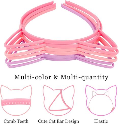 25Pcs Cat Ears Headbands for Women Plastic Kitty Hairbands Cat Ear Hair Hoops Halloween Decorations Hair Accessories for Women Favor for Party Costume Daily Wearing in Kuwait