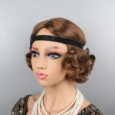 1920s Flapper Headband for Women Black Feather Gatsby Headpiece for Costume Elastic 20s Feather Headbands Girl in Kuwait