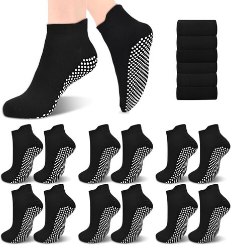 ELUTONG Unisex Non Slip Socks for Yoga,Pilates,Workout,Home,Hospital Ankle Cotton Anti Skid Grip Socks for Adults Men Women in Kuwait