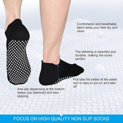 ELUTONG Unisex Non Slip Socks for Yoga,Pilates,Workout,Home,Hospital Ankle Cotton Anti Skid Grip Socks for Adults Men Women in Kuwait