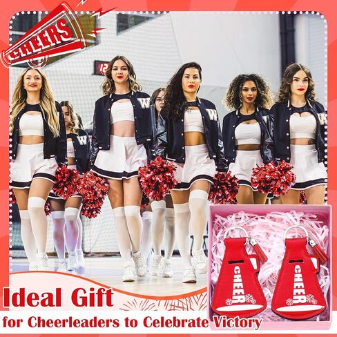 20 Pcs Cheerleading Gifts Bulk Natural Lip Balm Holder with Tassel Hangable Keychain Charms Set Cheer Team Gifts for Cheer Teen Sports Party Supplies(Red) in Kuwait