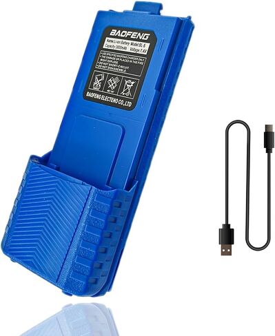 BAOFENG UV-5R Radio Battery Extended 3800mAh USB-C Charging Red Replacement for BF-F8HP New Version for BF-F8 Rechargeable Bl-5 Two Way Radio Battery with Type-c Charging Cable in Kuwait