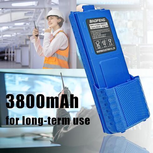 BAOFENG UV-5R Radio Battery Extended 3800mAh USB-C Charging Red Replacement for BF-F8HP New Version for BF-F8 Rechargeable Bl-5 Two Way Radio Battery with Type-c Charging Cable in Kuwait