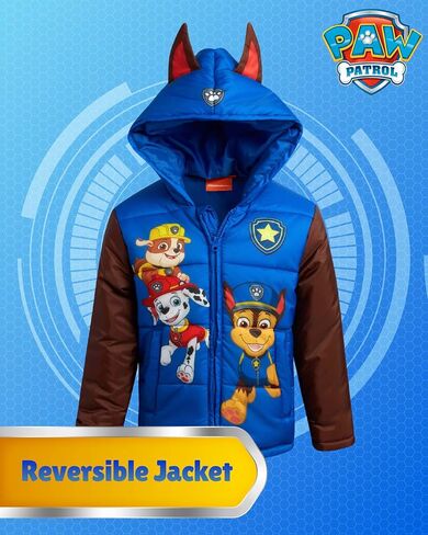 Nickelodeon Boys' Puffer Jacket - Full Zip Up Paw Patrol Hoodie Puffer Jackets - Graphic Jackets for Boys (Sizes: 2T-7) in Saudi Arabia