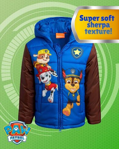 Nickelodeon Boys' Puffer Jacket - Full Zip Up Paw Patrol Hoodie Puffer Jackets - Graphic Jackets for Boys (Sizes: 2T-7) in Saudi Arabia