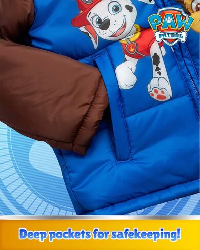 Nickelodeon Boys' Puffer Jacket - Full Zip Up Paw Patrol Hoodie Puffer Jackets - Graphic Jackets for Boys (Sizes: 2T-7) in Saudi Arabia