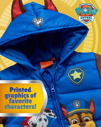 Nickelodeon Boys' Puffer Jacket - Full Zip Up Paw Patrol Hoodie Puffer Jackets - Graphic Jackets for Boys (Sizes: 2T-7) in Saudi Arabia