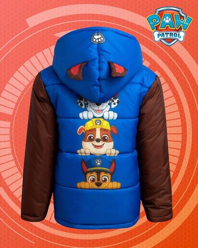Nickelodeon Boys' Puffer Jacket - Full Zip Up Paw Patrol Hoodie Puffer Jackets - Graphic Jackets for Boys (Sizes: 2T-7) in Saudi Arabia