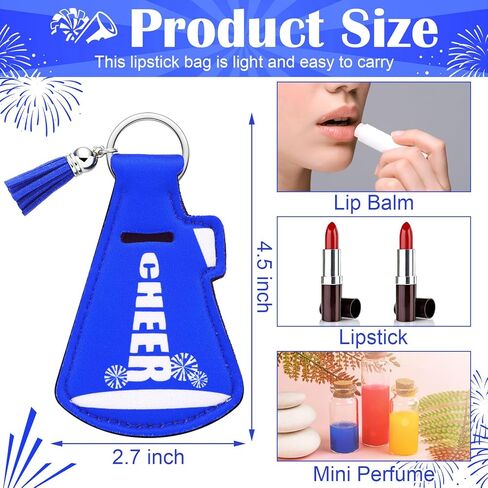20 Pcs Cheerleading Gifts Bulk Natural Lip Balm Holder with Tassel Hangable Keychain Charms Set Cheer Team Gifts for Cheer Teen Sports Party Supplies(Red) in Kuwait