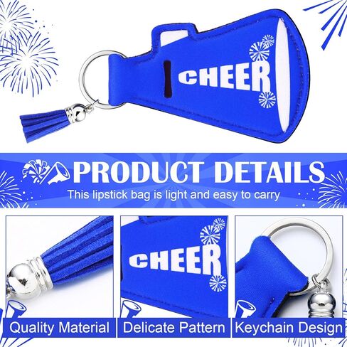 20 Pcs Cheerleading Gifts Bulk Natural Lip Balm Holder with Tassel Hangable Keychain Charms Set Cheer Team Gifts for Cheer Teen Sports Party Supplies(Red) in Kuwait