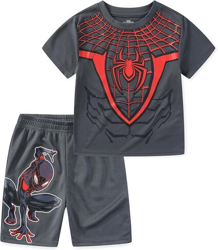 Marvel Spider-Man Miles Morales Avengers Boys 2 Piece T-Shirt and Active Mesh Shorts Set for Toddler and Big Kids in Saudi Arabia