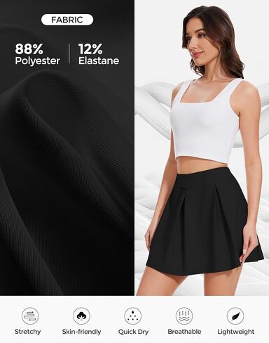 MOTEEPI TENNIS SKIRT مع شورتات شورت غولف رياضي للنساء مع جيوب من أجل التمرين غير الرسمي Runnig in Kuwait