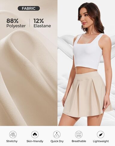 MOTEEPI TENNIS SKIRT مع شورتات شورت غولف رياضي للنساء مع جيوب من أجل التمرين غير الرسمي Runnig in Kuwait