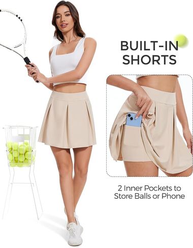 MOTEEPI TENNIS SKIRT مع شورتات شورت غولف رياضي للنساء مع جيوب من أجل التمرين غير الرسمي Runnig in Kuwait