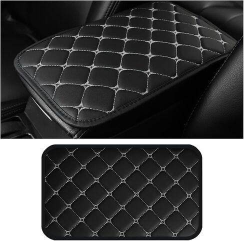 Car Center Console Cushion Pad, PU Leather Vehicle Armrest Protection Cover, Waterproof Automotive Interior Arm Rest Seat Box Mat Accessories, Universal for SUV, Sedan, Truck (Black/Blue) in Saudi Arabia