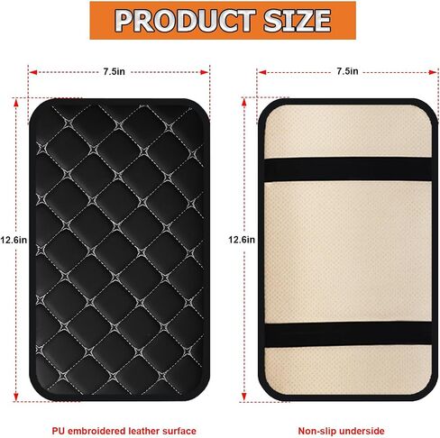 Car Center Console Cushion Pad, PU Leather Vehicle Armrest Protection Cover, Waterproof Automotive Interior Arm Rest Seat Box Mat Accessories, Universal for SUV, Sedan, Truck (Black/Blue) in Saudi Arabia