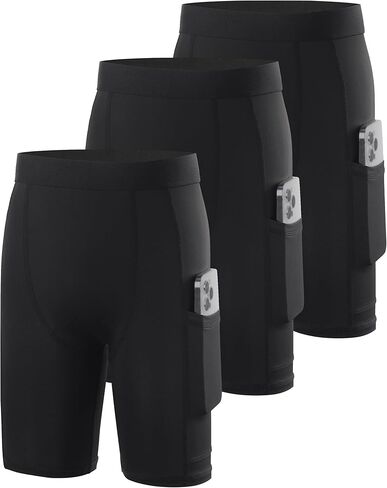 Roadbox Boys Compression Shorts, Youth Boys Performance Athletic Spandex Underwear, Kids Sports Shorts with Pockets in Kuwait