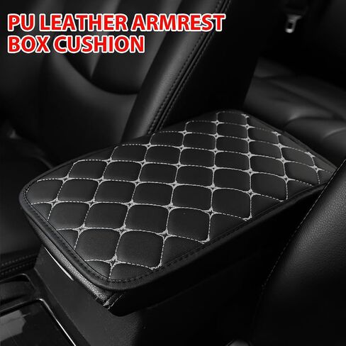 Car Center Console Cushion Pad, PU Leather Vehicle Armrest Protection Cover, Waterproof Automotive Interior Arm Rest Seat Box Mat Accessories, Universal for SUV, Sedan, Truck (Black/Blue) in Saudi Arabia