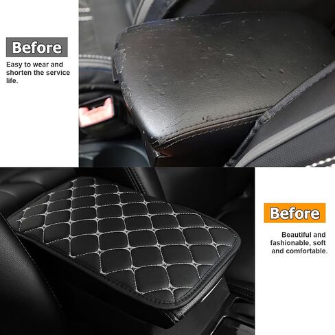Car Center Console Cushion Pad, PU Leather Vehicle Armrest Protection Cover, Waterproof Automotive Interior Arm Rest Seat Box Mat Accessories, Universal for SUV, Sedan, Truck (Black/Blue) in Saudi Arabia