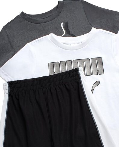 PUMA Boys Short Set - 3 Piece Short Sleeve Graphic T Shirts and Boys Shorts Kids Youth Matching Activewear Set (2T-7) in Saudi Arabia
