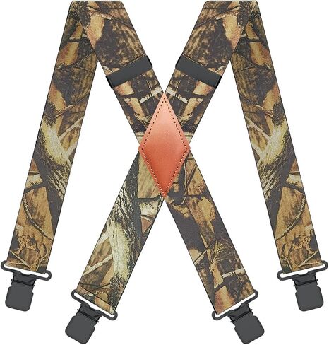MENDENG Camo Suspenders for Men 2" Heavy Duty Clips - Adjustable X-Back Braces for Hunting and Daily Work in Saudi Arabia